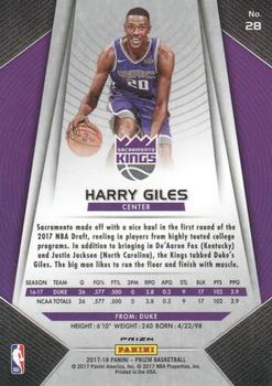 2017-18 Panini Prizm - Prizms Red White and Blue #28 Harry Giles Back