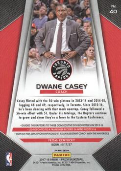 2017-18 Panini Prizm - Prizms Red White and Blue #40 Dwane Casey Back