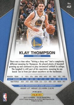 2017-18 Panini Prizm - Prizms Red White and Blue #42 Klay Thompson Back