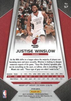 2017-18 Panini Prizm - Prizms Red White and Blue #57 Justise Winslow Back