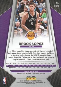 2017-18 Panini Prizm - Prizms Red White and Blue #285 Brook Lopez Back