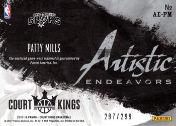 2017-18 Panini Court Kings - Artistic Endeavors #AE-PM Patty Mills Back