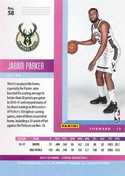 2017-18 Panini Status #58 Jabari Parker Back