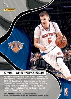 2017-18 Panini Totally Certified - The Mighty #12 Kristaps Porzingis Back