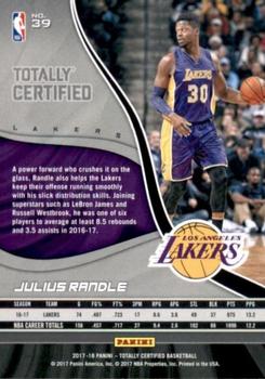2017-18 Panini Totally Certified - Purple #39 Julius Randle Back