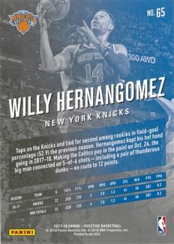 2017-18 Panini Prestige #65 Willy Hernangomez Back
