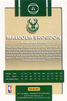 2017-18 Donruss Optic #83 Malcolm Brogdon Back