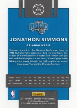 2017-18 Donruss Optic #109 Jonathon Simmons Back