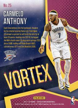 2017-18 Panini Revolution - Vortex #25 Carmelo Anthony Back