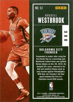 2017-18 Panini Contenders #51 Russell Westbrook Back