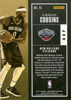2017-18 Panini Contenders #70 DeMarcus Cousins Back
