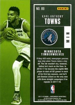 2017-18 Panini Contenders #89 Karl-Anthony Towns Back