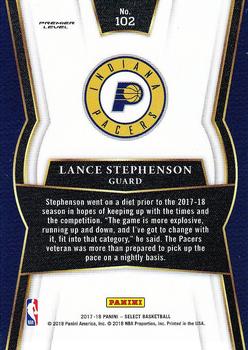 2017-18 Panini Select #102 Lance Stephenson Back