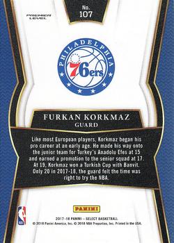 2017-18 Panini Select #107 Furkan Korkmaz Back
