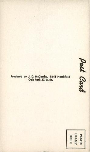 1957-70 J.D. McCarthy Postcards #NNO Chuck Noble Back