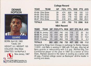 1991-92 Hoops Safeway Sacramento Kings #NNO Dennis Hopson Back