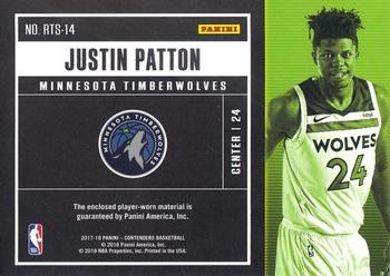 2017-18 Panini Contenders - Rookie Ticket Swatches #RTS-14 Justin Patton Back