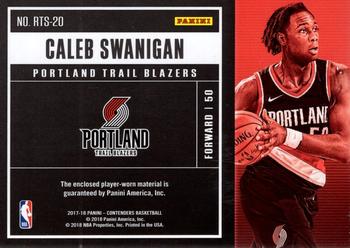 2017-18 Panini Contenders - Rookie Ticket Swatches #RTS-20 Caleb Swanigan Back