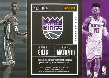 2017-18 Panini Contenders - Rookie Ticket Dual Swatches Prime #RTD-14 Frank Mason III / Harry Giles Back
