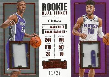 2017-18 Panini Contenders - Rookie Ticket Dual Swatches Prime #RTD-14 Frank Mason III / Harry Giles Front