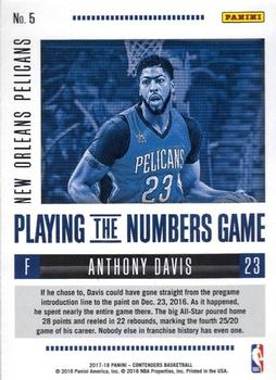 2017-18 Panini Contenders - Playing the Numbers Game #5 Anthony Davis Back