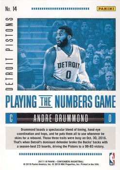 2017-18 Panini Contenders - Playing the Numbers Game #14 Andre Drummond Back