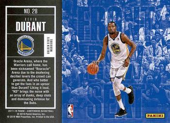 2017-18 Panini Contenders - Front Row Seat #28 Kevin Durant Back