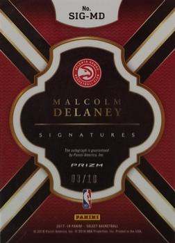 2017-18 Panini Select - Signatures Gold Prizms #SIG-MD Malcolm Delaney Back
