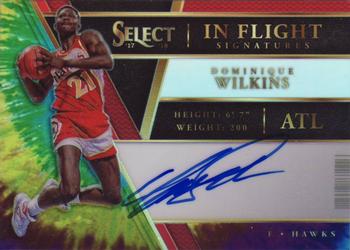 2017-18 Panini Select - In Flight Signatures Tie-Dye Prizms #IF-DW Dominique Wilkins Front