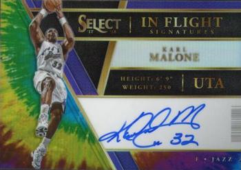 2017-18 Panini Select - In Flight Signatures Tie-Dye Prizms #IF-KM Karl Malone Front