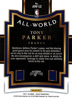 2017-18 Panini Select - All-World #AW-12 Tony Parker Back