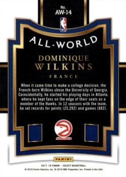 2017-18 Panini Select - All-World #AW-14 Dominique Wilkins Back