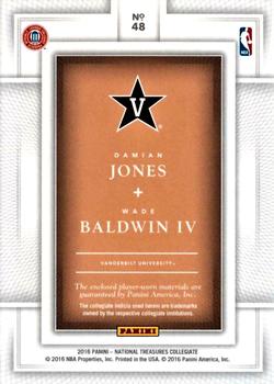 2016 Panini National Treasures Collegiate - Team Dual Materials #48 Damian Jones / Wade Baldwin IV Back