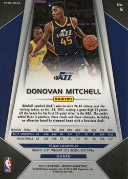 2017-18 Panini Mosaic #5 Donovan Mitchell Back