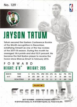 2017-18 Panini Essentials #129 Jayson Tatum Back