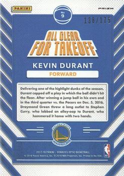 2017-18 Donruss Optic - All Clear for Takeoff Lime Green #9 Kevin Durant Back