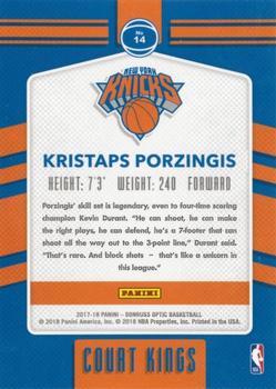 2017-18 Donruss Optic - Court Kings #14 Kristaps Porzingis Back