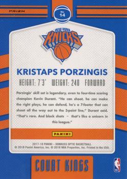 2017-18 Donruss Optic - Court Kings Purple #14 Kristaps Porzingis Back