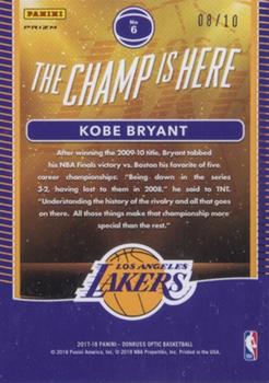 2017-18 Donruss Optic - The Champ is Here Gold #6 Kobe Bryant Back