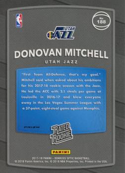 2017-18 Donruss Optic - Blue Velocity #188 Donovan Mitchell Back