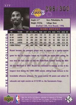 2000 Upper Deck Lakers Master Collection #XIV Kobe Bryant Back
