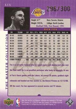 2000 Upper Deck Lakers Master Collection #XIX Rick Fox Back