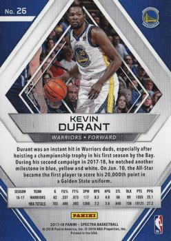 2017-18 Panini Spectra #26 Kevin Durant Back