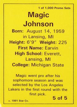 1991 Star Magic Johnson #5 Magic Johnson Back