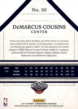 2017-18 Panini Cornerstones #50 DeMarcus Cousins Back