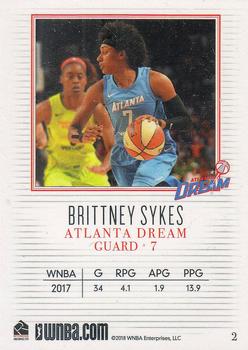 2018 Rittenhouse WNBA #2 Brittney Sykes Back
