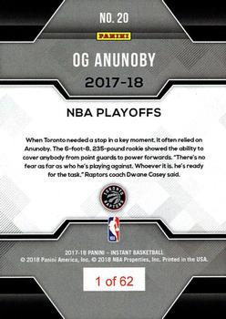 2017-18 Panini Instant NBA Playoffs #20 OG Anunoby Back