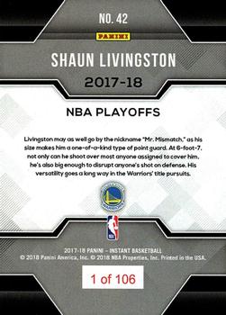 2017-18 Panini Instant NBA Playoffs #42 Shaun Livingston Back