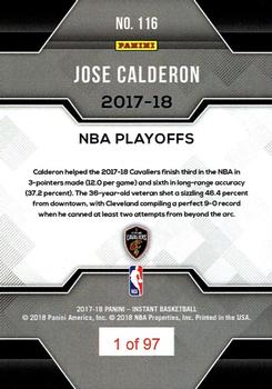 2017-18 Panini Instant NBA Playoffs #116 Jose Calderon Back