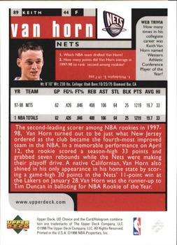 1998-99 UD Choice Preview #89 Keith Van Horn Back